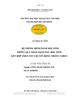 Luận văn thạc sĩ công nghệ thông tin hệ thống điểm danh học sinh thông qua nhận dạng đầu học sinh kết hợp theo vết chuyển động trong video