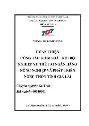Luận văn thạc sĩ kế toán hoàn thiện công tác kiểm soát nội bộ nghiệp vụ thẻ tại ngân hàng nông nghiệp và phát triển nông thôn tỉnh gia lai
