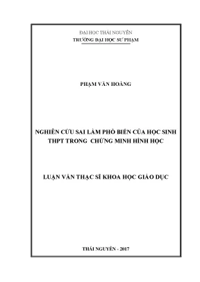 Luận văn thạc sĩ hay nghiên cứu sai lầm phổ biến của học sinh trung học phổ thông trong chứng minh hình học