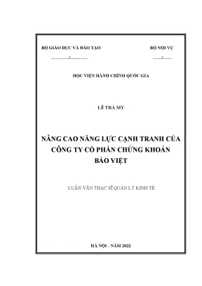 Luận văn thạc sĩ nâng cao năng lực cạnh tranh của công ty cổ phần chứng khoán bảo việt