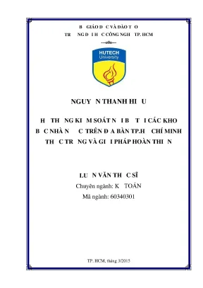 Luận văn thạc sĩ kế toán hệ thống kiểm soát nội bộ tại các kho bạc nhà nước trên địa bàn tp hồ chí minh thực trạng và giải pháp hoàn thiện