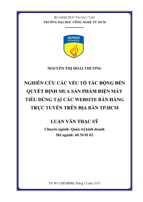 Luận văn thạc sĩ hay nghiên cứu các yếu tố ảnh hưởng đến quyết định chọn mua sản phẩm điện máy tiêu dùng tại các website bán hàng trực tuyến trên địa bàn tp hcm