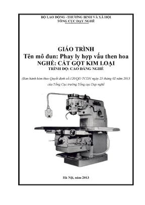 Giáo trình phay ly hợp vấu then hoa nghề cắt gọt kim loại cao đẳng