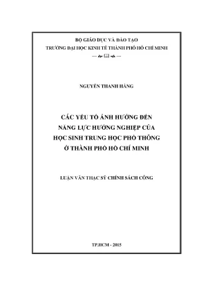 Luận văn thạc sĩ các yếu tố ảnh hưởng đến năng lực hướng nghiệp của học sinh trung học phổ thông ở thành phố hồ chí minh