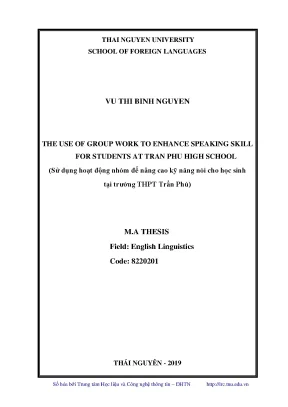 Luận văn thạc sĩ hay sử dụng hoạt động nhóm để nâng cao kỹ năng nói cho học sinh tại trường thpt trần phú