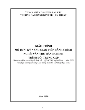 Giáo trình mô đun kỹ năng giao tiếp hành chính nghề văn thư hành chính trình độ trung cấp trường cđ kinh tế kỹ thuật bạc liêu