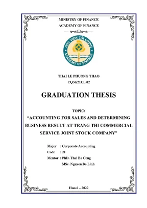 Luận văn tiếng anh kế toán accounting for sales and determining business result at trang thi commercial service joint stock