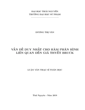 Luận văn thạc sĩ hay vấn đề duy nhất cho hàm phân hình liên quan đến giả thuyết bruck