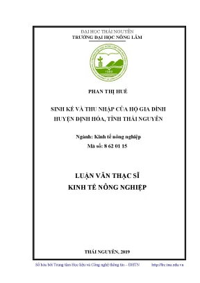 Luận văn thạc sĩ hay sinh kế và thu nhập của hộ gia đình huyện định hóa tỉnh thái nguyên