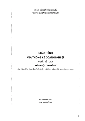 Giáo trình mô đun thống kê doanh nghiệp nghề kế toán trình độ cao đẳng trường cđ kinh tế kỹ thuật bạc liêu