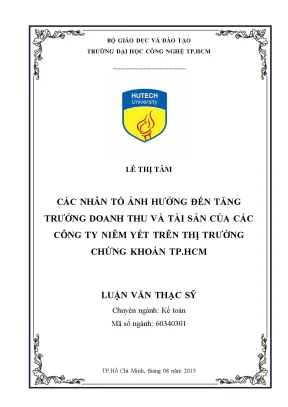 Luận văn thạc sĩ kế toán các nhân tố ảnh hưởng đến tăng trưởng doanh thu và tài sản của các công ty niêm yết trên thị trường chứng khoán tp hcm