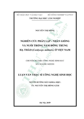 Luận văn thạc sĩ hay nghiên cứu phân lập nhân giống và nuôi trồng nấm đông trùng hạ thảo cordyceps militaris ở việt nam