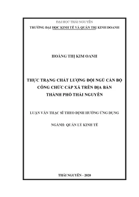 Luận văn thạc sĩ hay thực trạng chất lượng đội ngũ cán bộ công chức cấp xã trên địa bàn thành phố thái nguyên