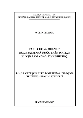 Luận văn thạc sĩ hay tăng cường công tác quản lý ngân sách nhà nước trên địa bàn huyện tam nông tỉnh phú thọ