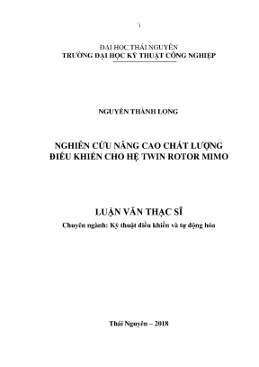 Luận văn thạc sĩ hay nghiên cứu nâng cao chất lượng điều khiển cho hệ twin rotor mimo