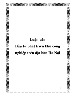 Luận văn về đầu tư phát triển khu công nghiệp trên địa bàn hà nội