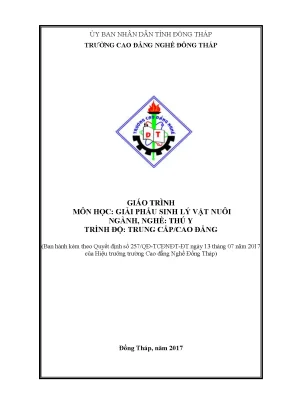 Giáo trình giải phẫu sinh lý vật nuôi nghề thú y cđtc