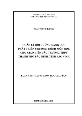 Luận văn thạc sĩ hay quản lý bồi dưỡng năng lực phát triển chương trình môn học cho giáo viên các trường thpt thành phố bắc ninh tỉnh bắc ninh