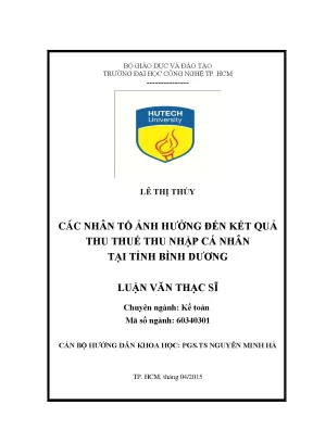 Luận văn thạc sĩ kế toán kinh doanh các nhân tố ảnh hưởng đến kết quả thu thuế thu nhập cá nhân tại tỉnh bình dương