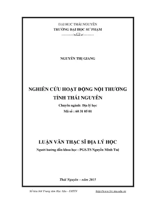 Luận văn thạc sĩ hay nghiên cứu hoạt động nội thương tỉnh thái nguyên