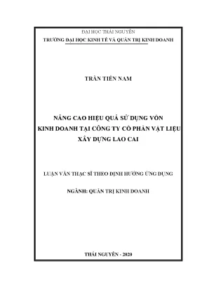 Luận văn thạc sĩ hay nâng cao hiệu quả sử dụng vốn kinh doanh tại công ty cổ phần vật liệu xây dựng lào cai