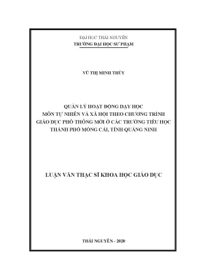 Luận văn thạc sĩ hay quản lý hoạt động dạy học môn tự nhiên và xã hội theo chương trình giáo dục phổ thông mới ở các trường tiểu học thành phố móng cái tỉnh quảng ninh