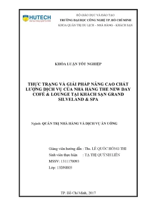 Luận văn thạc sĩ hay thực trạng và giải pháp nâng cao chất lượng dịch vụ của nhà hàng the new day cofé lounge tại khách sạn grand silveland spa