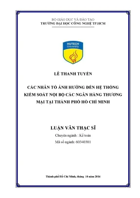 Luận văn thạc sĩ kế toán các nhân tố ảnh hưởng đến hệ thống kiểm soát nội bộ các ngân hàng thương mại tại thành phố hồ chí minh