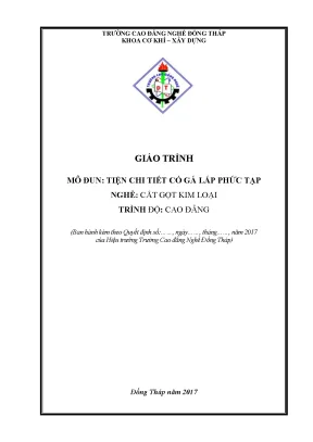 Giáo trình tiện chi tiết có gá lắp phức tạp nghề cắt gọt kim loại cao đẳng 2