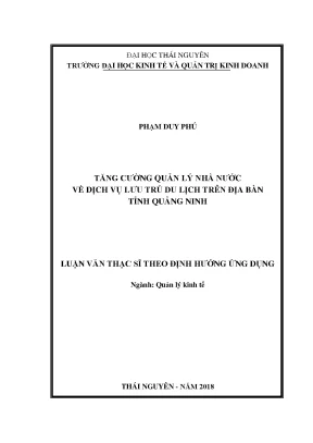 Luận văn thạc sĩ hay tăng cường quản lý nhà nước về dịch vụ lưu trú du lịch trên địa bàn tỉnh quảng ninh