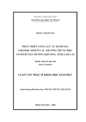 Luận văn thạc sĩ hay phát triển năng lực tự đánh giá cho học sinh ở các trường trung học cơ sở huyện mường khương tỉnh l
