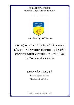 Luận văn thạc sĩ hay tác động của các yếu tố tài chính lên thu nhập trên cổ phiếu của các công ty niêm yết trên thị trường chứng khoán tp hcm