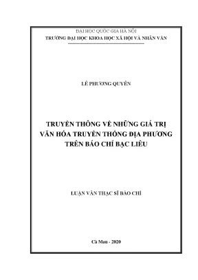 Luận văn thạc sĩ truyền thông về những giá trị văn hóa truyền thống địa phương trên báo chí bạc liêu