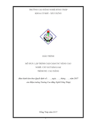 Giáo trình lập trình cad cam cnc nâng cao nghề cắt gọt kim loại cao đẳng