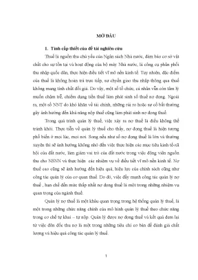 Luận văn quản lý nợ thuế tại cục thuế thành phố hà nội