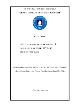 Giáo trình nghiệp vụ bán hàng đại lý nghề quản trị bán hàng cao đẳng