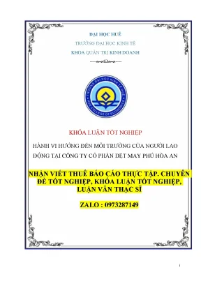 Khóa luận tốt nghiệp hành vi hướng đến môi trường của người lao động