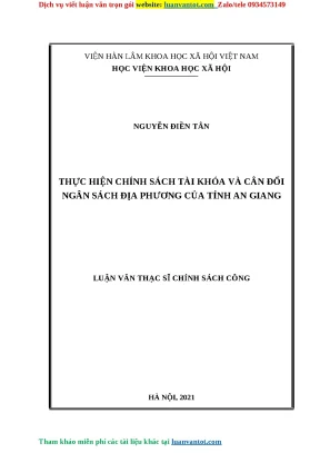 Thực hiện chính sách tài khóa và cân đối ngân sách địa phương của tỉnh an giang luận văn thạc sĩ chính sách công