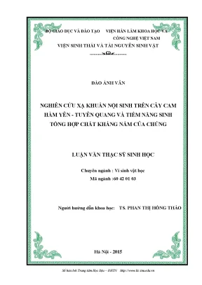Luận văn thạc sĩ hay nghiên cứu xạ khuẩn nội sinh trên cây cam hàm yên tuyên quang và tiềm năng sinh tổng hợp chất kháng nấm của chúng