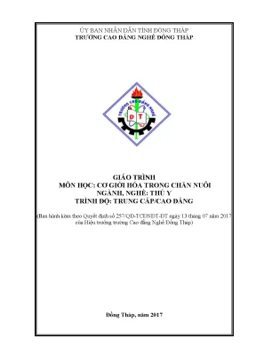 Giáo trình cơ giới hoá trong chăn nuôi nghề thú y cđtc