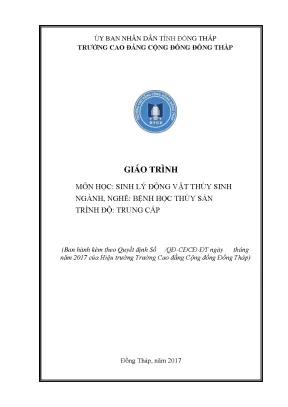 Giáo trình sinh lý động vật thủy sinh nghề bệnh học thuỷ sản trung cấp
