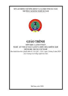 Giáo trình môn học lạnh cơ bản nghề kỹ thuật máy lạnh và điều hòa