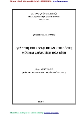 Luận văn quản trị rủi ro tại dự án khu đô thị mới mai châu tỉnh hòa bình