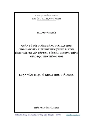 Luận văn thạc sĩ hay quản lý bồi dưỡng năng lực dạy học cho giáo viên tiểu học huyện phú lương tỉnh thái nguyên đáp ứng yêu cầu chương trình giáo dục phổ thông mới
