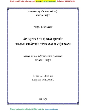 Áp dụng án lệ giải quyết tranh chấp thương mại ở việt nam khóa luận tốt nghiệp