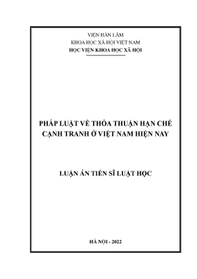 Pháp luật về thoả thuận hạn chế cạnh tranh ở việt nam hiện nay