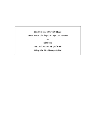 Giáo án học phần kinh tế quốc tế