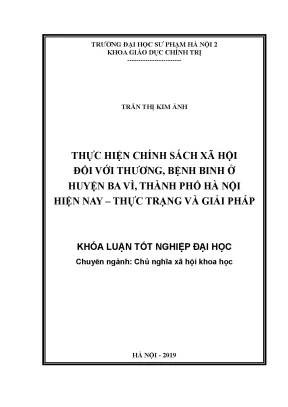 Luận văn thạc sĩ hay thực hiện chính sách xã hội đối với thương bệnh binh ở huyện ba vì thành phố hà nội hiện nay thực trạng và giải pháp