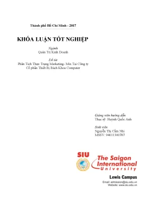 Khóa luận phân tích thực trạng marketing mix tại công ty cổ phần thiết bị bách khoa computer