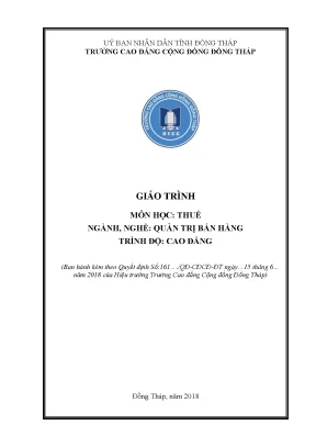 Giáo trình thuế nghề quản trị bán hàng cao đẳng